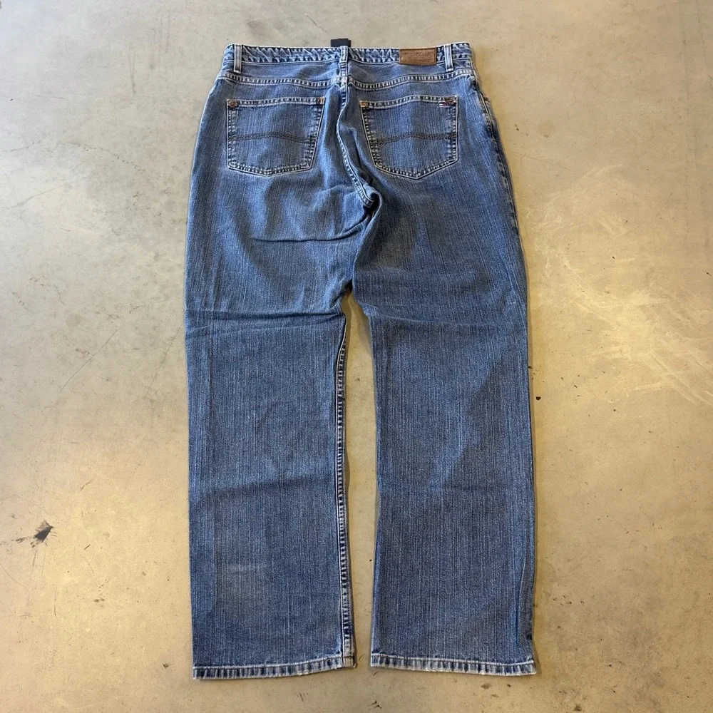 Tommy Hilfiger Mens Relaxed Fit Blue Denim Jeans Straight Leg Casual Workwear